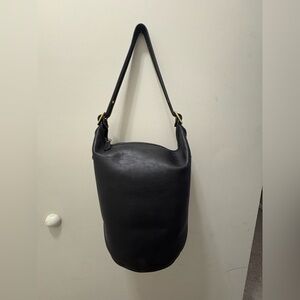 Coach Vintage Black Leather Duffle Bucket Bag